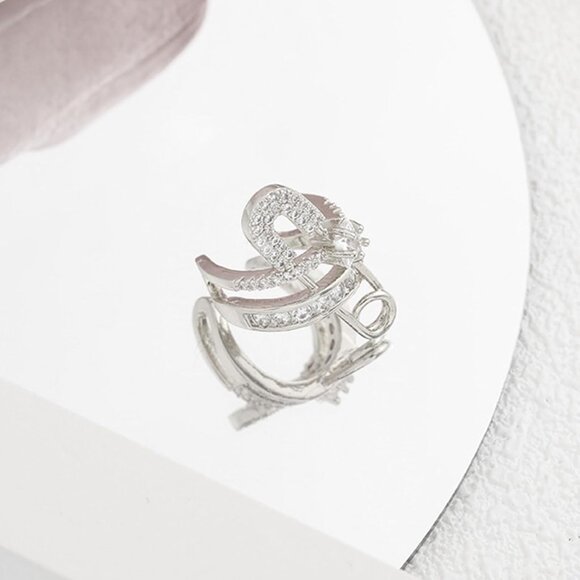 Silver Safety Pin Non Piercing Rhinestone Star Clip on Earring Cartilage Jewelry - Picture 8 of 9